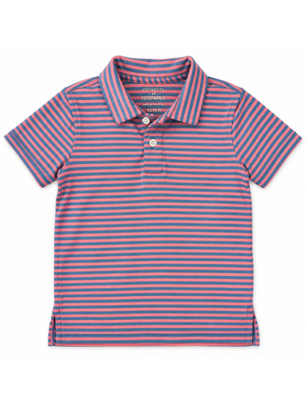 J.Crew Crewcuts Boys XS 4-5 Performance Polo Pink Blue Striped Stretch NWOT